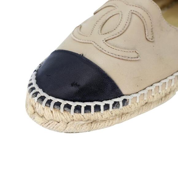 Chanel Espadrille 37 Leather Cap Toe CC Flats CC-S0304P-0008 - Picture 9 of 12